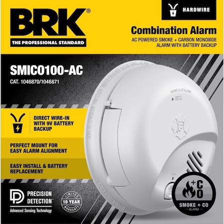 Brk BRK Hard-Wired Ionization Smoke and Carbon Monoxide Detector 1 each 1046870